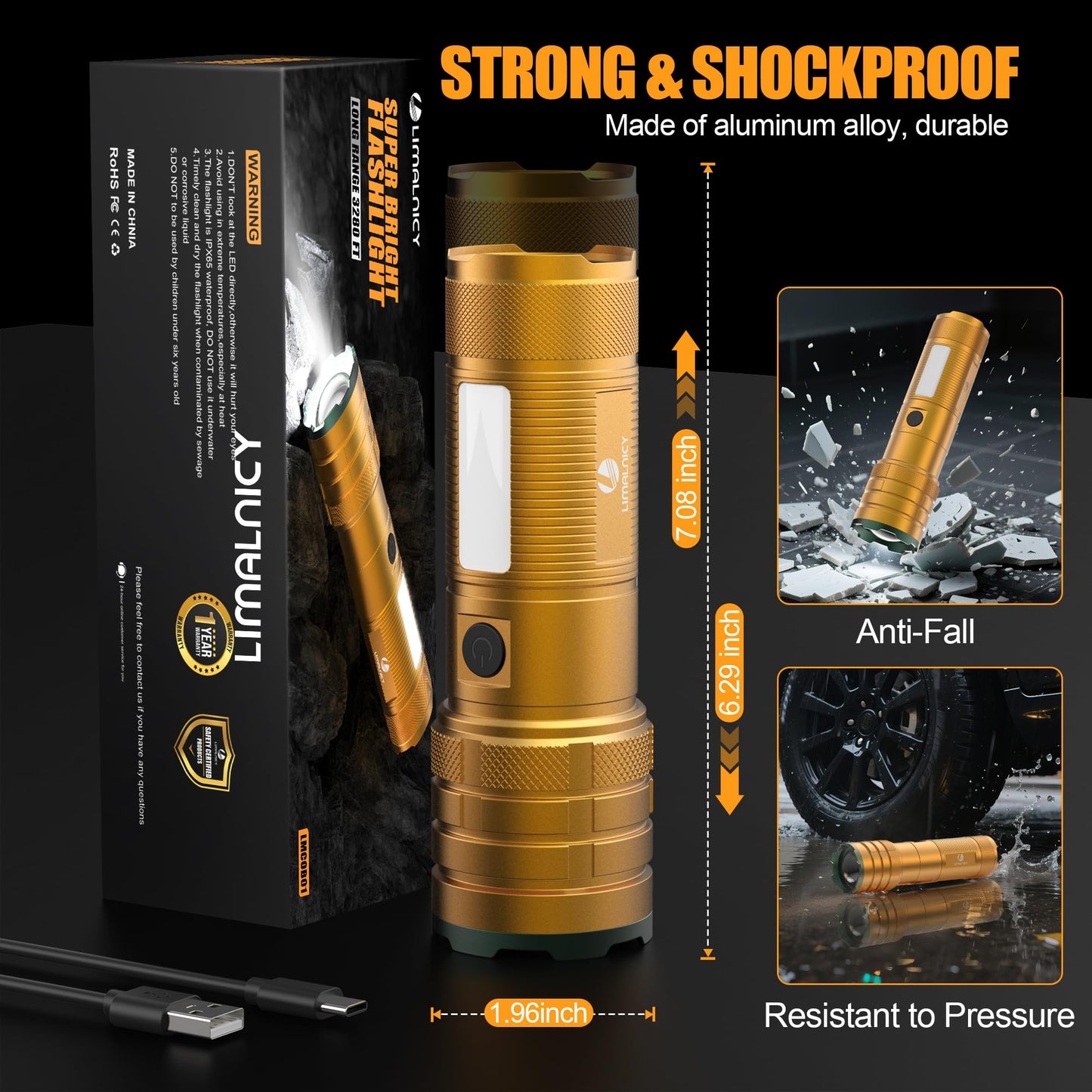 Rechargeable Flashlights High Lumens 100,000