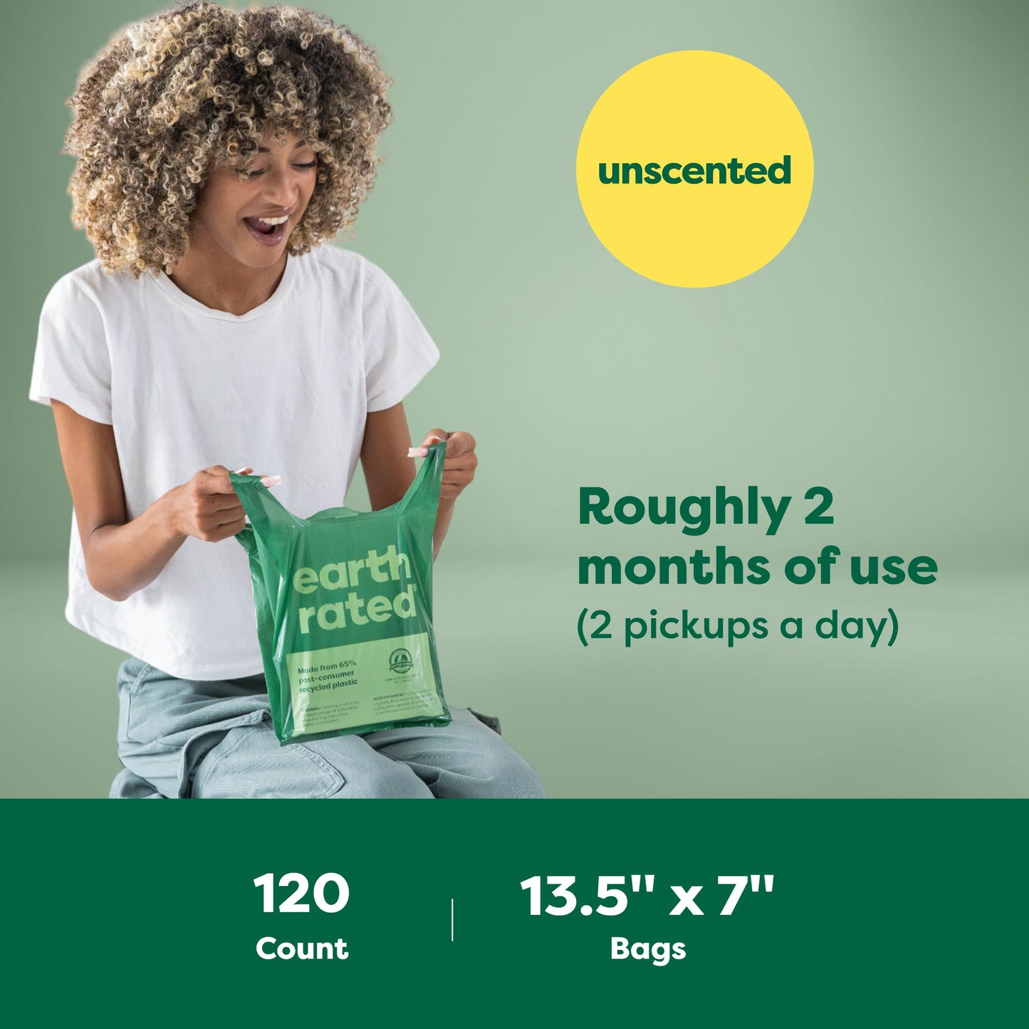 120 Earth Rated Dog Poop Bags with Handles