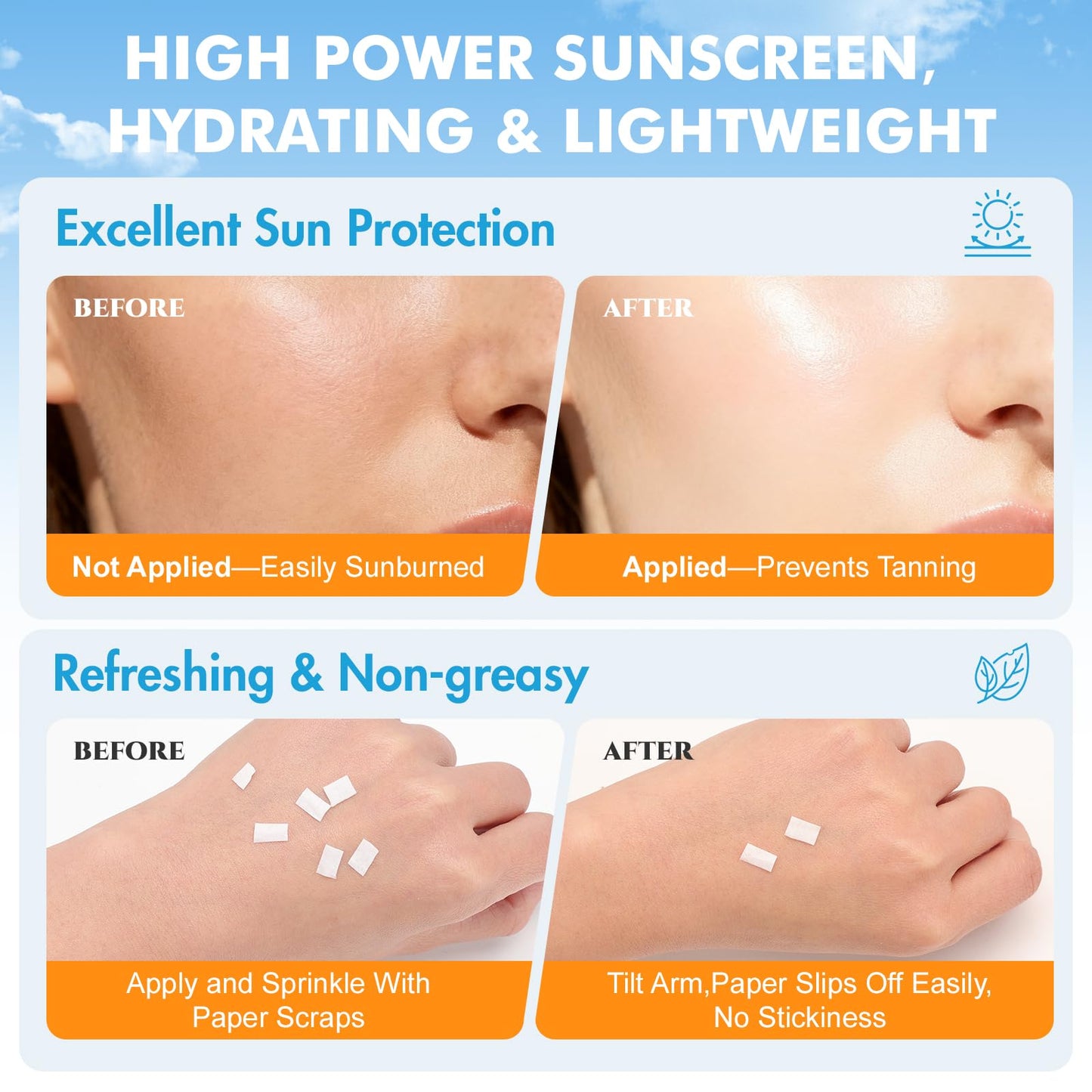 Set of 50 KONEUK travel size SPF 50 sunscreen bottles for face and body, compact and portable sun protection.