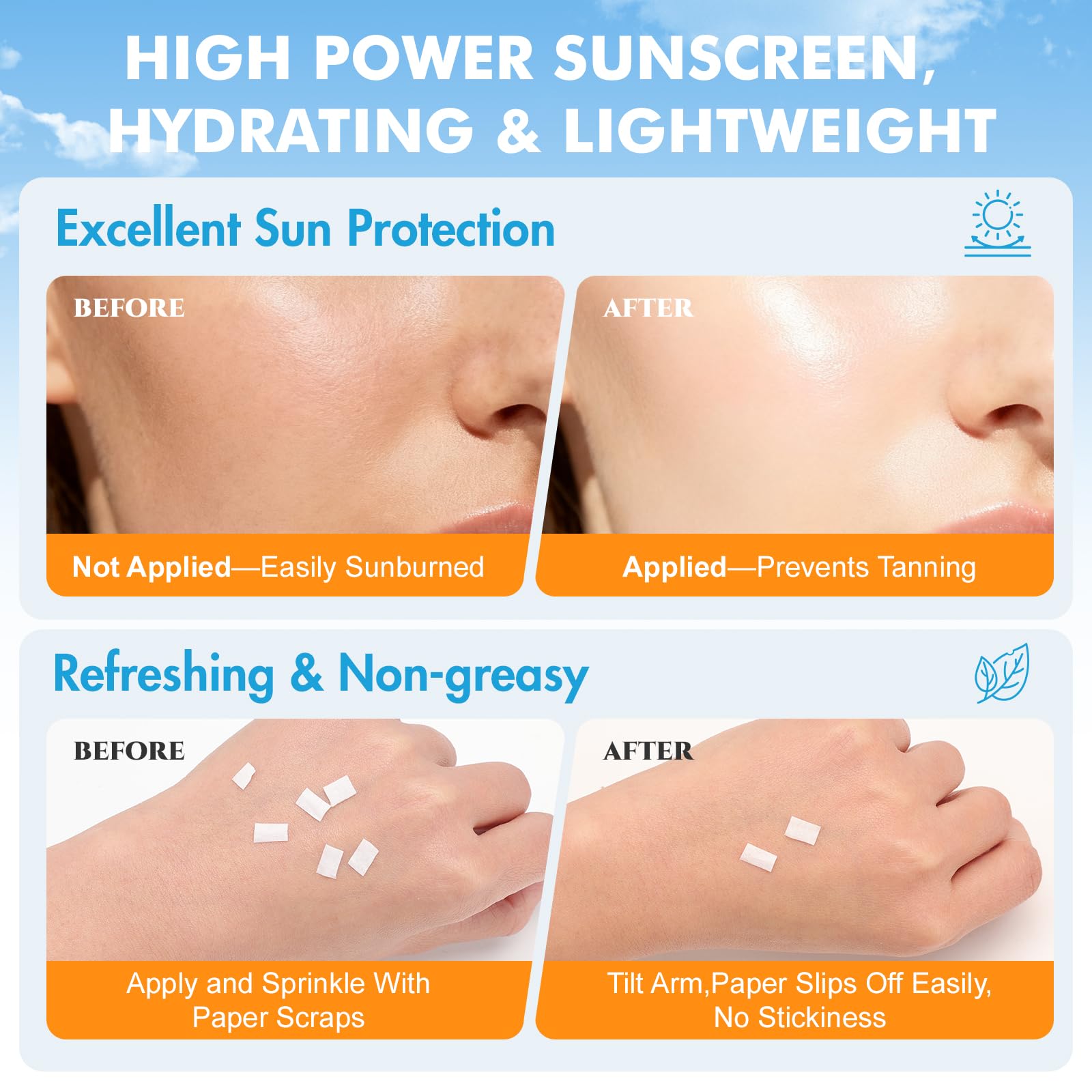 Set of 50 KONEUK travel size SPF 50 sunscreen bottles for face and body, compact and portable sun protection.