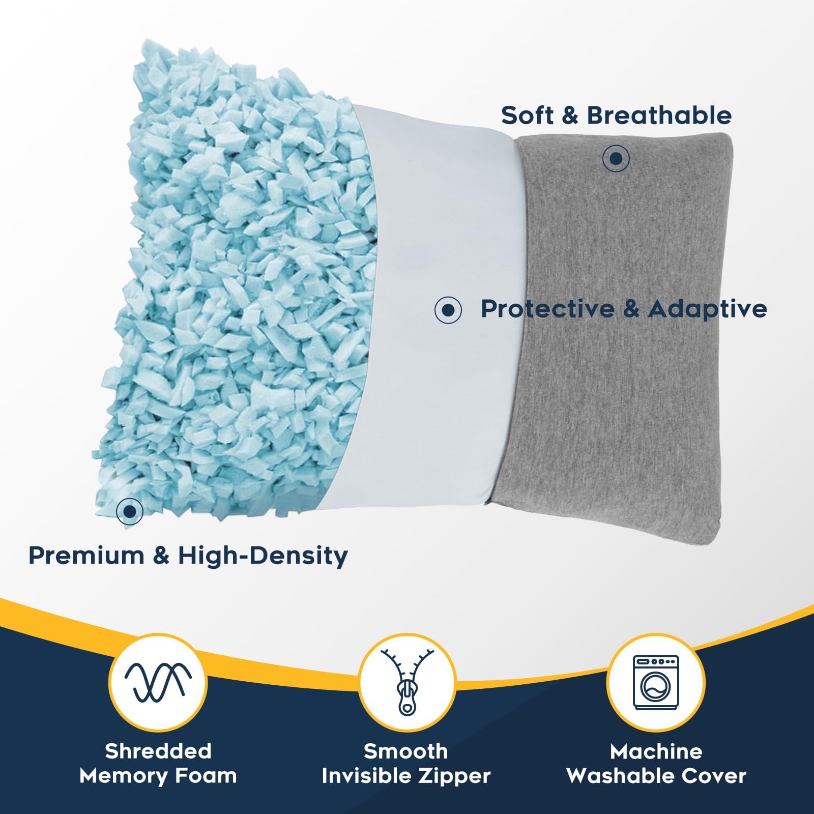 CushyOasis shredded memory foam travel pillow with washable cover, eye mask, and earplugs for comfortable neck support during travel.