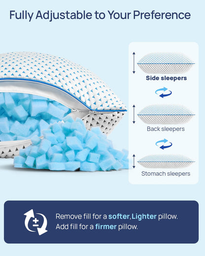 Fulocean small cooling memory foam travel pillow with adjustable support, washable cover, ideal for neck, knee, and lumbar comfort.
