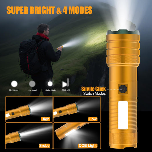 Limalnicy rechargeable flashlight with high 100,000 lumens brightness, compact design, and durable build for powerful illumination